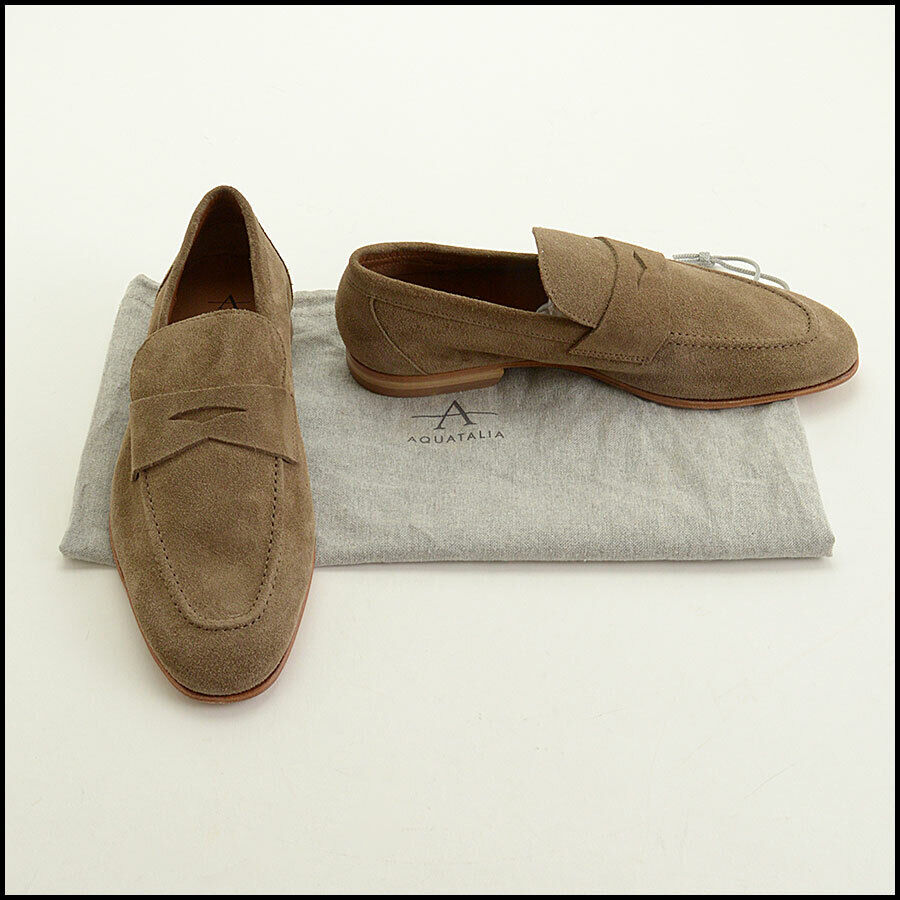 RDC12253 Authentic AQUATALIA Light Brown Suede Loafer Flats Men s size 7