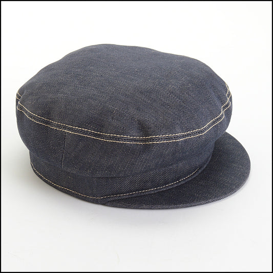 RDC14318 Authentic HERMES Blue Denim Pageboy Hat Size 57