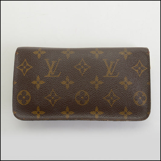 RDC14180 Authentic LOUIS VUITTON Vintage '01 Brown Canvas Zip Around Wallet