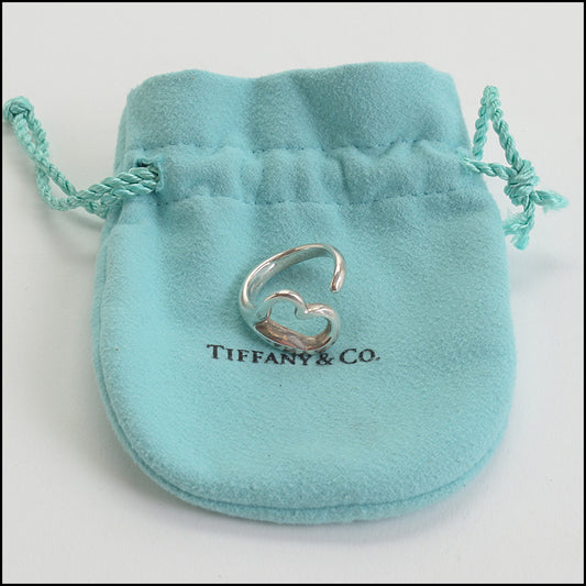 RDC14313 Authentic TIFFANY & CO. Silver Elsa Peretti Open Heart Ring Size 5