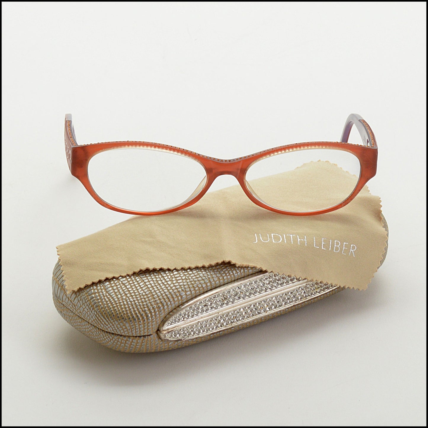 RDC13894 Authentic JUDITH LEIBER Couture Orange Frames with Prescription Lenses