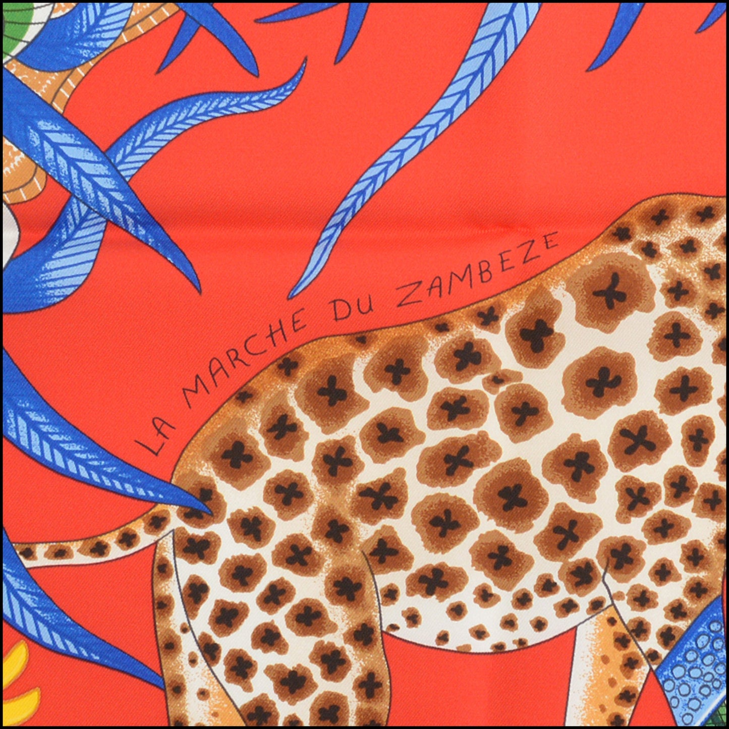 RDC14167 Authentic HERMES Red La Marche du Zambeze 90cm Silk Scarf