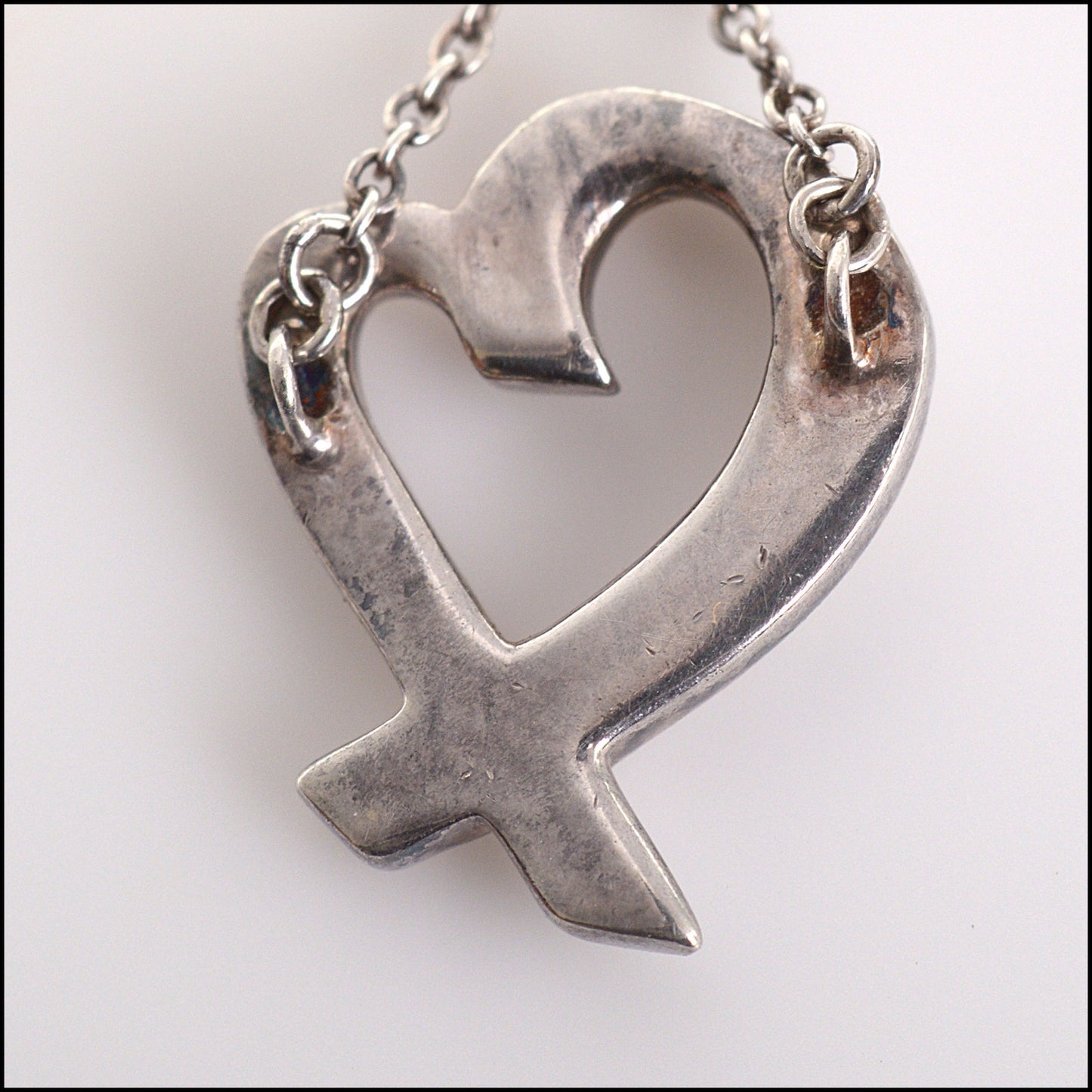 RDC13931 Authentic TIFFANY & CO. Silver Paloma Picasso Heart w/Diamond Necklace