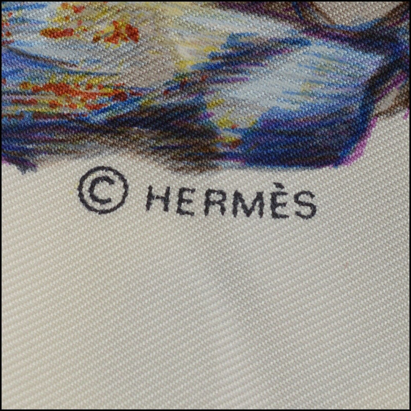 RDC13807 Authentic HERMES White/Multi Color Mineraux 90cm Silk Scarf