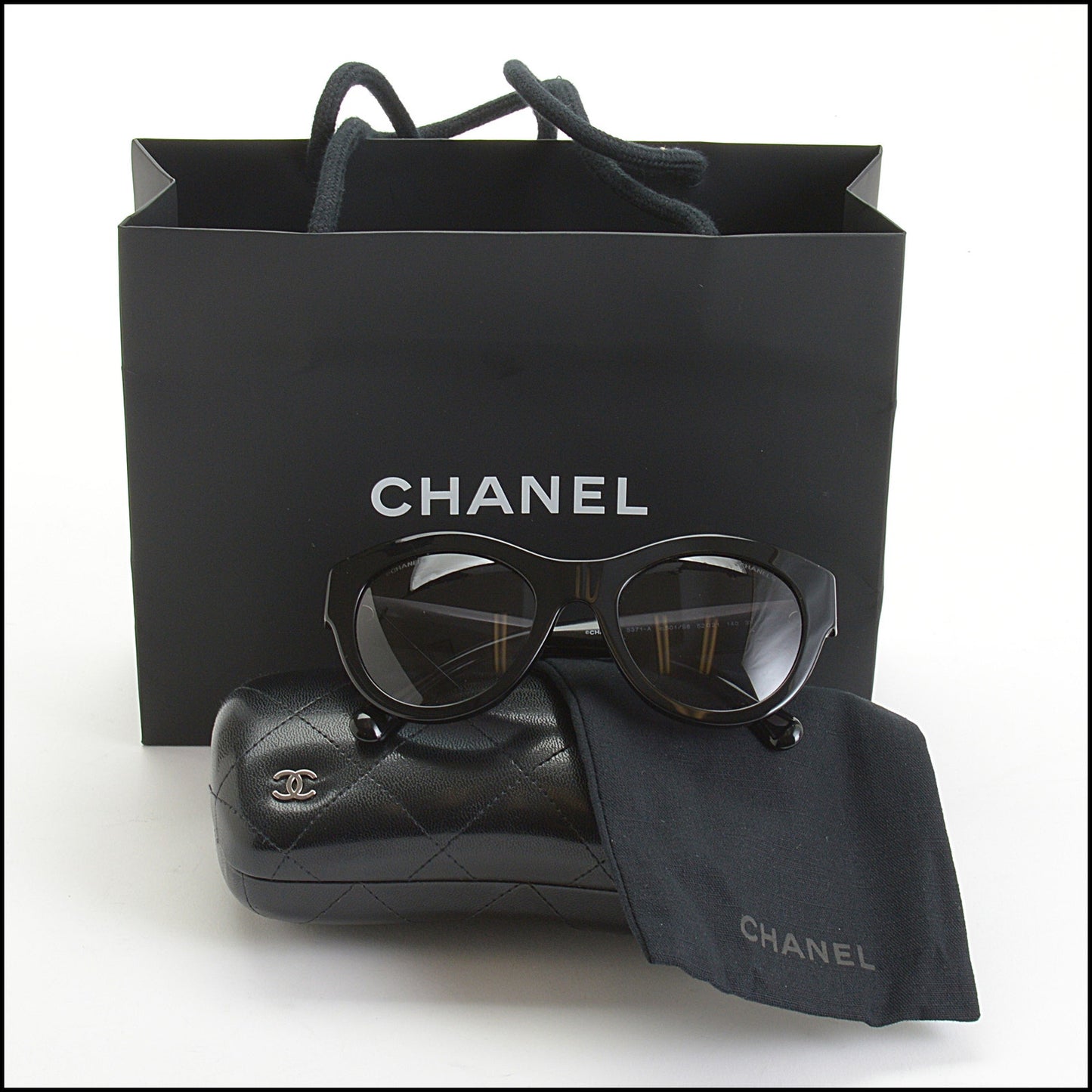 RDC14172 Authentic CHANEL Black Acetate Butterfly Sunglasses