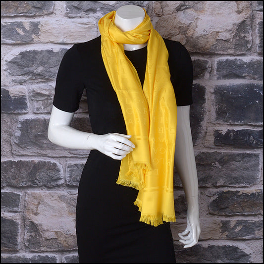 RDC14303 Authentic BVLGARI Yellow 100% Silk Stole