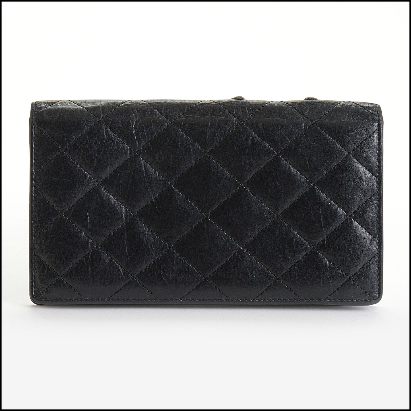 RDC14268 Authentic CHANEL Black Aged Calfskin Cambon Wallet