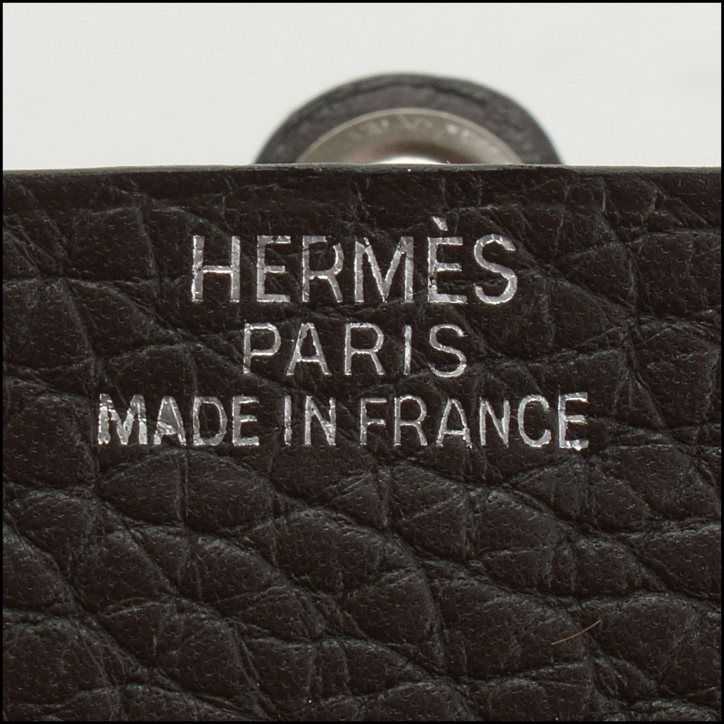 RDC14021 Authentic HERMES Brown Taurillon Clemence Leather Travel Name Tag