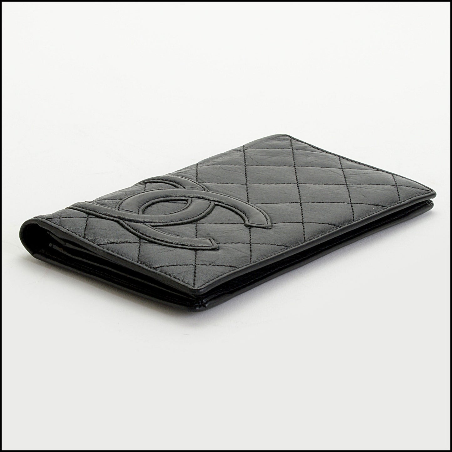 RDC14268 Authentic CHANEL Black Aged Calfskin Cambon Wallet