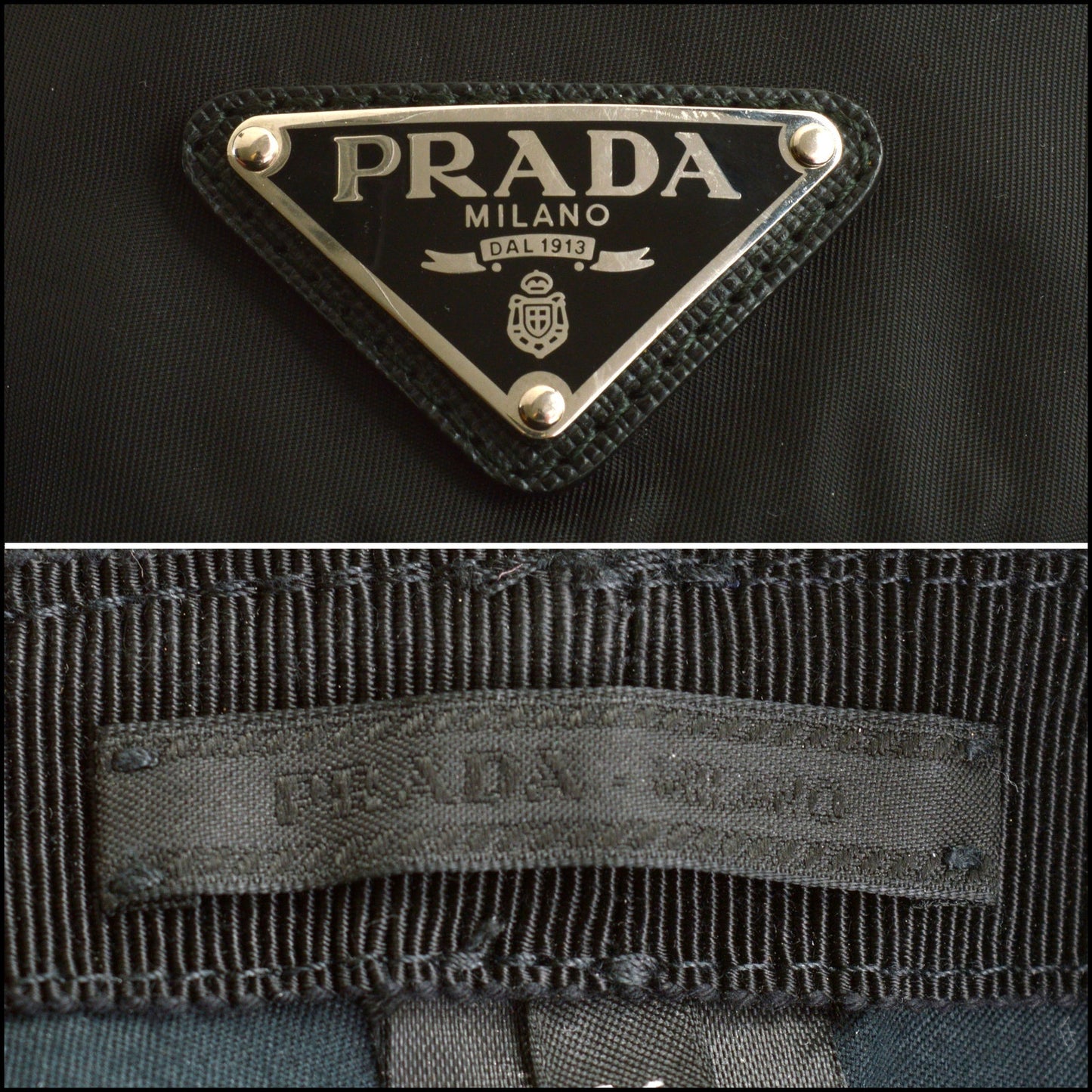 RDC14023 Authentic PRADA Black Nylon Logo Bucket Hat Size M