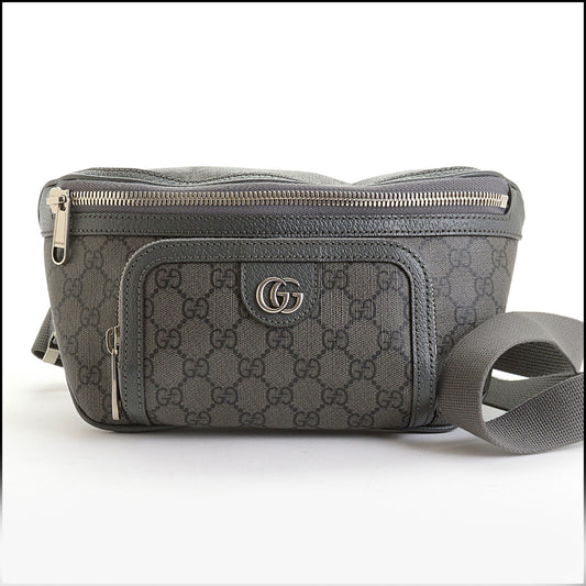 RDC14187 Authentic GUCCI Grey GG Supreme Canvas Retro Ophidia Small Belt Bag