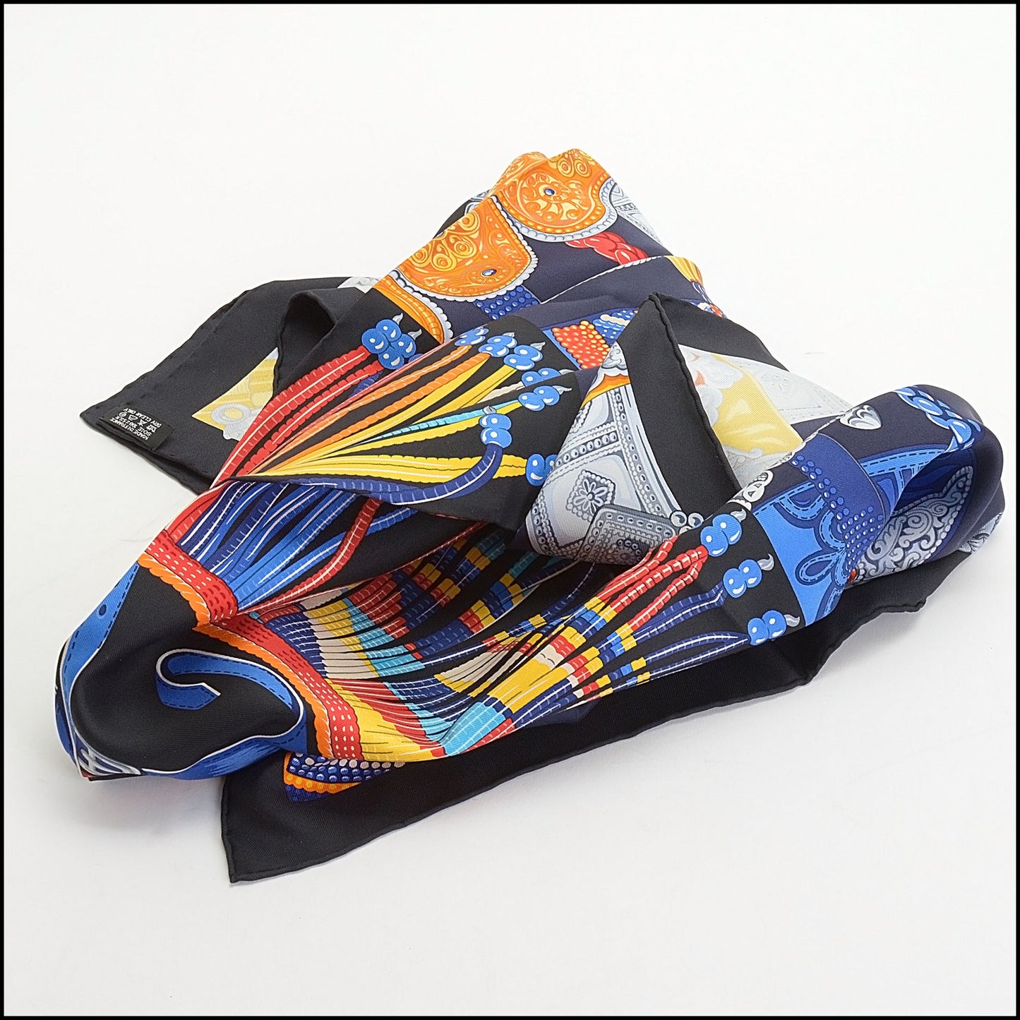 RDC14097 Hermes Black/Navy/Multicolor Ceintures et Liens 90 cm Silk Scarf