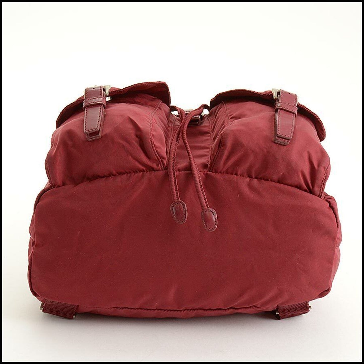 RDC11285 Authentic Vintage PRADA Red Nylon Tessuto Double Pocket Small Backpack