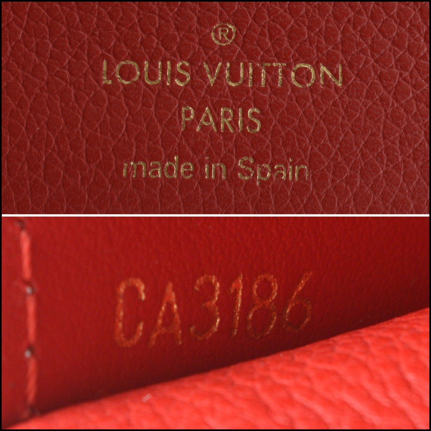 RDC13972 Authentic LOUIS VUITTON Red Leather Cerise Compact Pallas Wallet