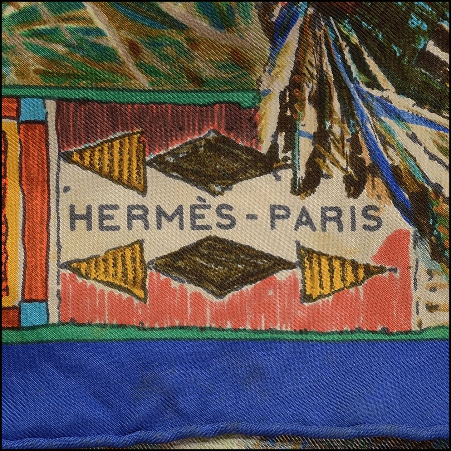 RDC14013 Authentic HERMES Vintage Royal Blue/Multi Les Cheyennes Kermit Oliver Silk Scarf