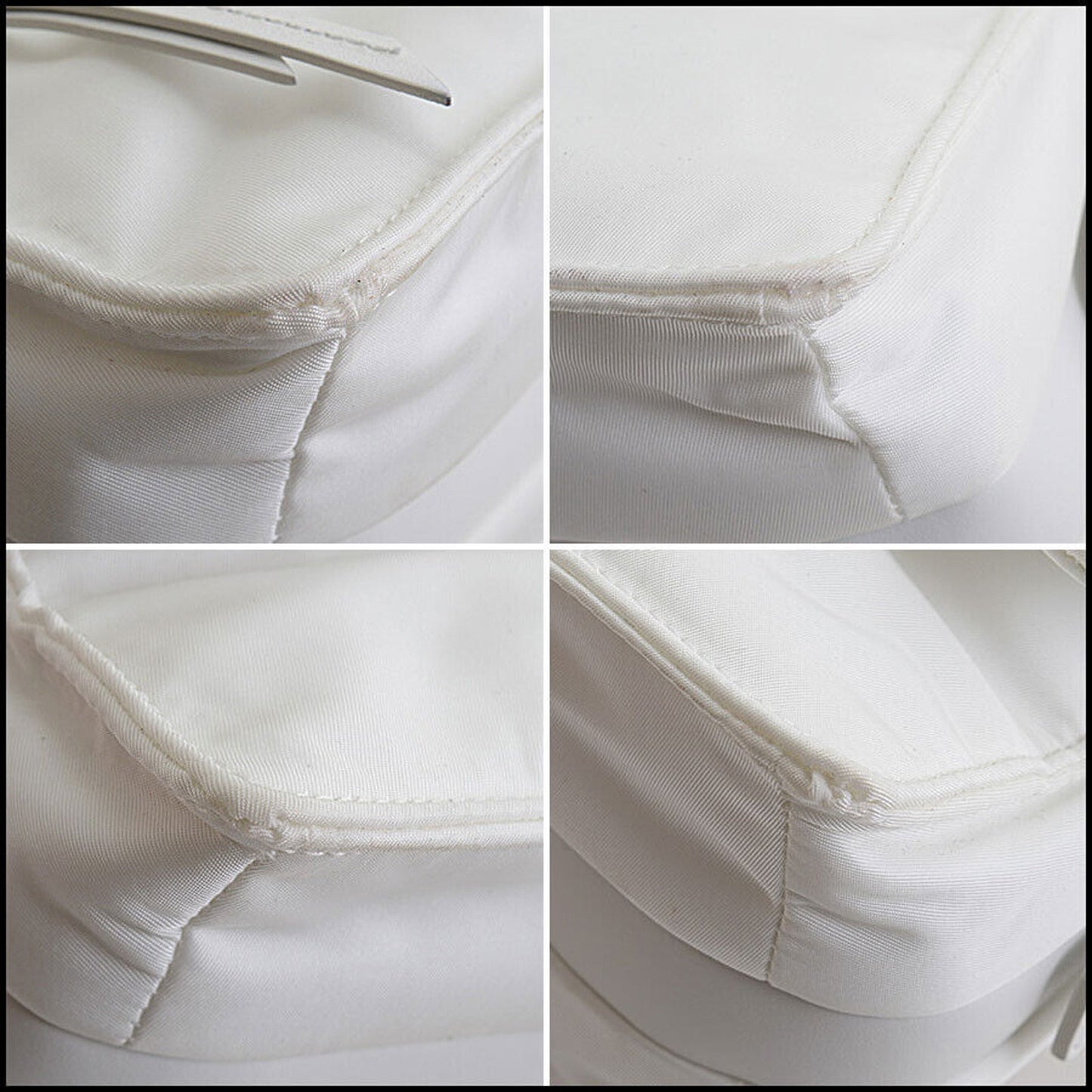 RDC13463 Authentic PRADA White Re-Nylon Tessuto Vitello Small Shoulder Bag