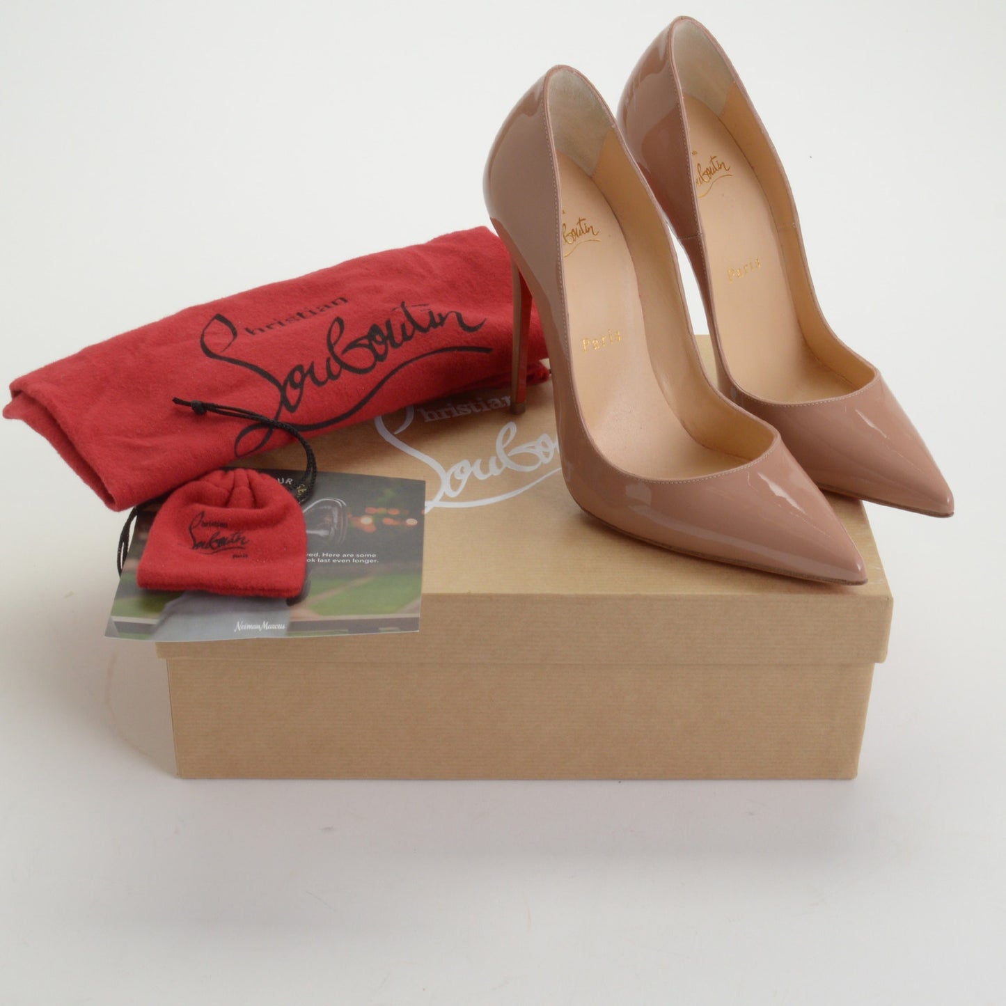 RDC14329 Authentic CHRISTIAN LOUBOUTIN Nude Patent Leather Pump 120mm Size 6