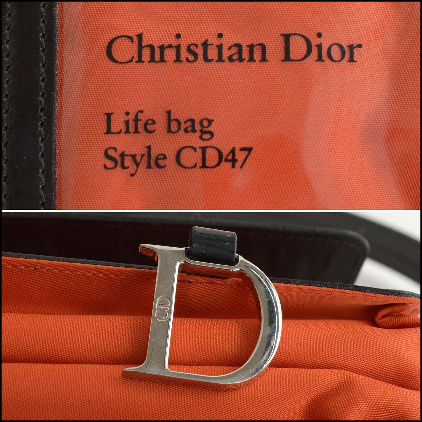 RDC14197 Authentic CHRISTIAN DIOR Vintage Orange Nylon Trim Life Bag Style CD47