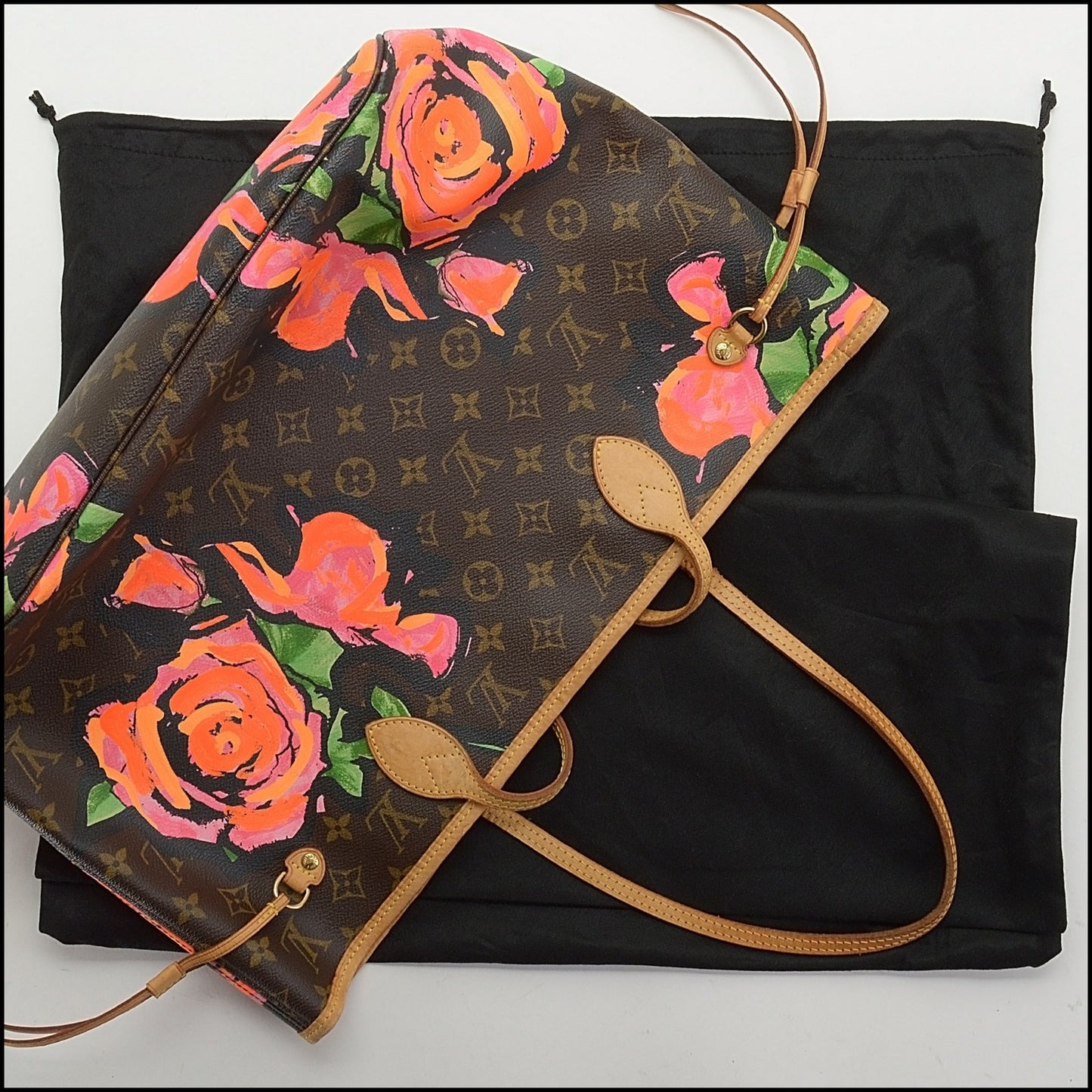 RDC14003 Authentic LOUIS VUITTON '09 Roses Steven Sprouse Neverfull MM