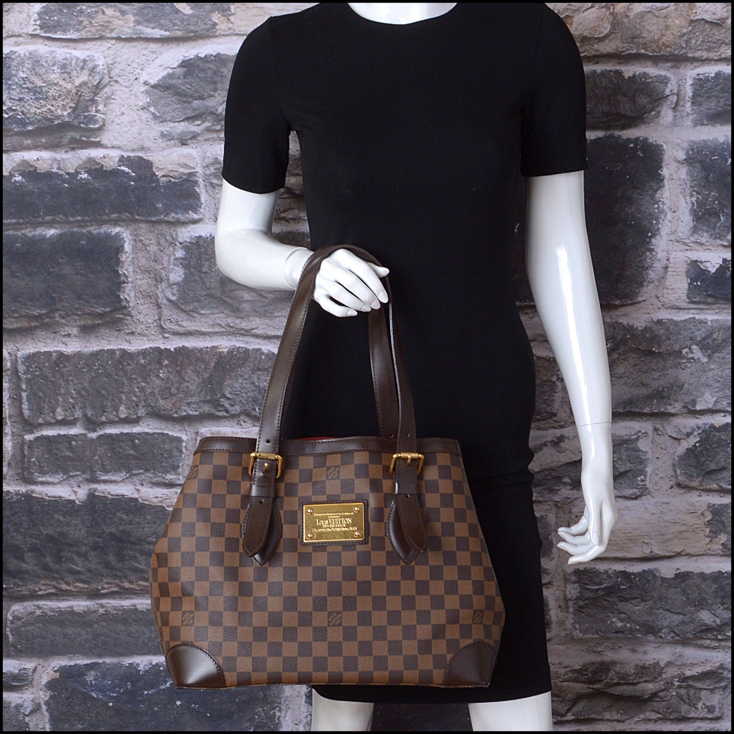 RDC14324 Authentic LOUIS VUITTON Vintage '08 Damier Ebene Hampstead MM Handbag