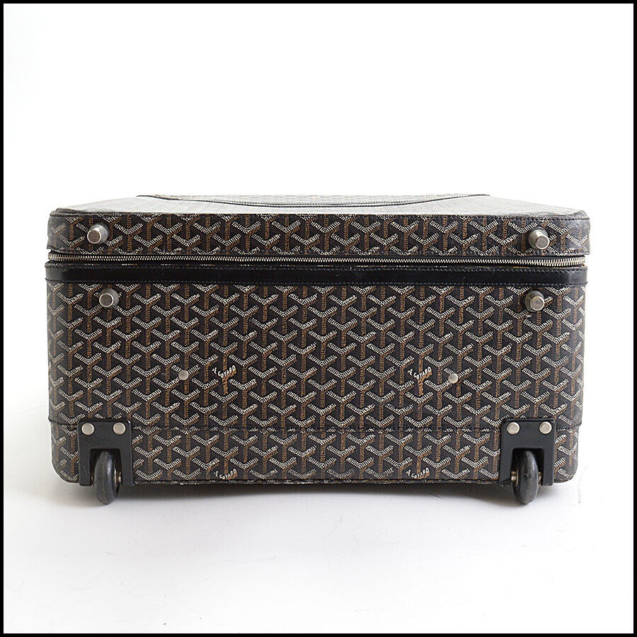 RDC13034 Authentic Goyard Black Brown Goyardine Canvas Trolley