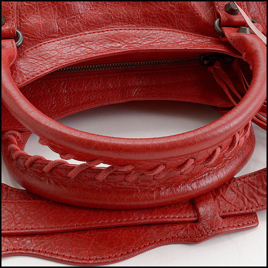 RDC13170 Authentic Balenciaga 2015 Rouge Lipstick Red Lambskin Classic City Bag